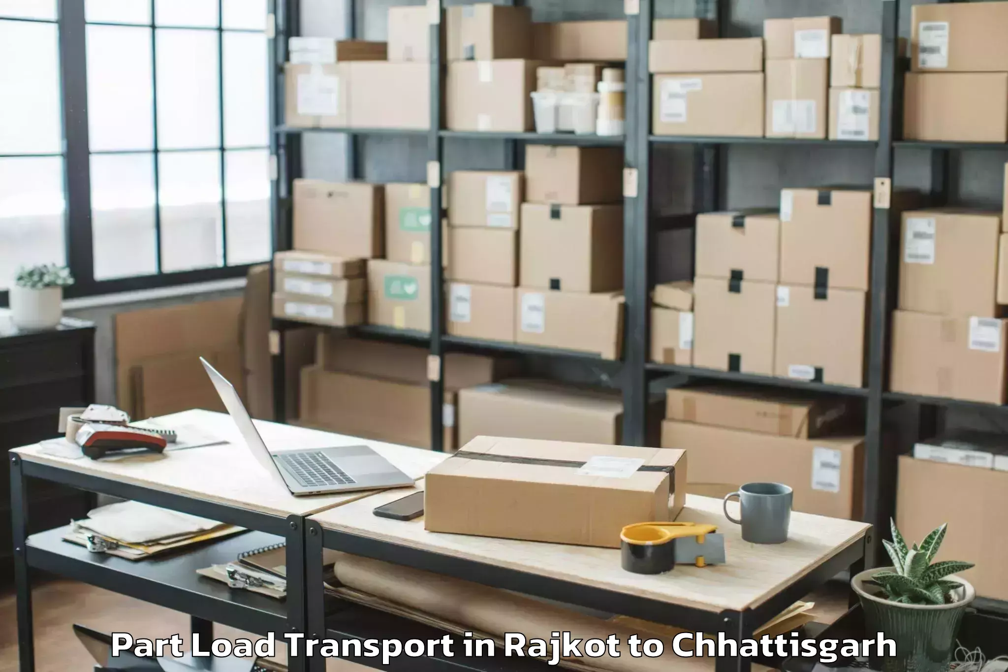 Professional Rajkot to Mats University Aarang Part Load Transport